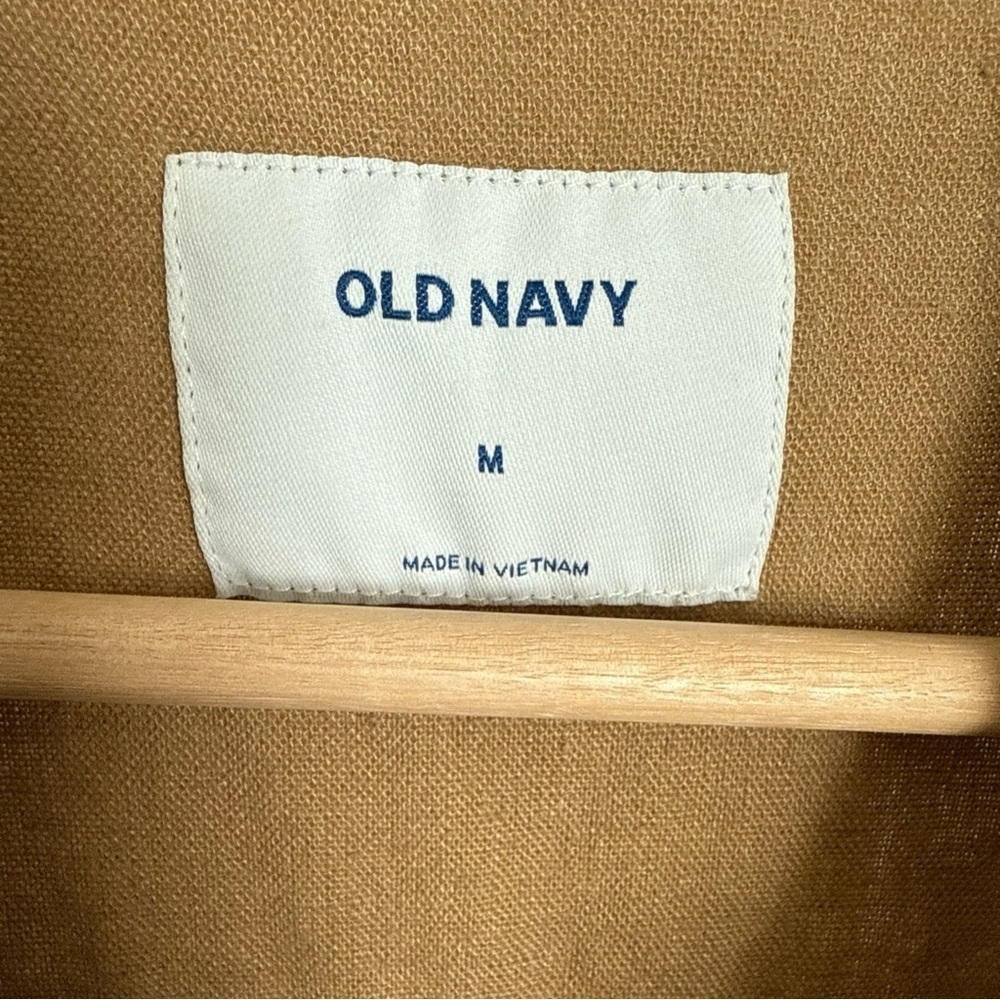Old Navy Mock Neck Linen Blend Utility Jacket Women’s Size M Lightweight Zip - Picture 5 of 9